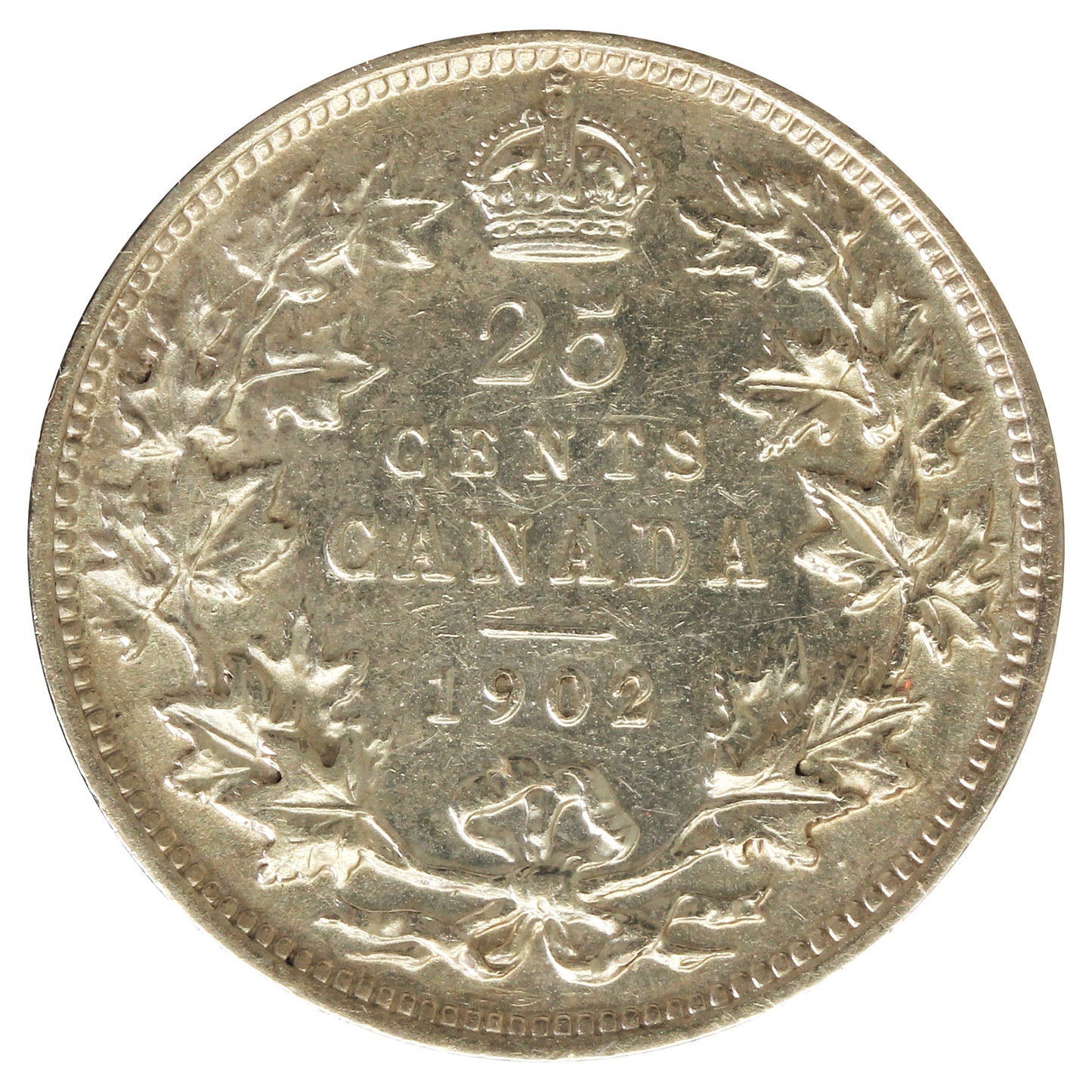 1902 Canada 25-cents EF-AU (EF45) scratched