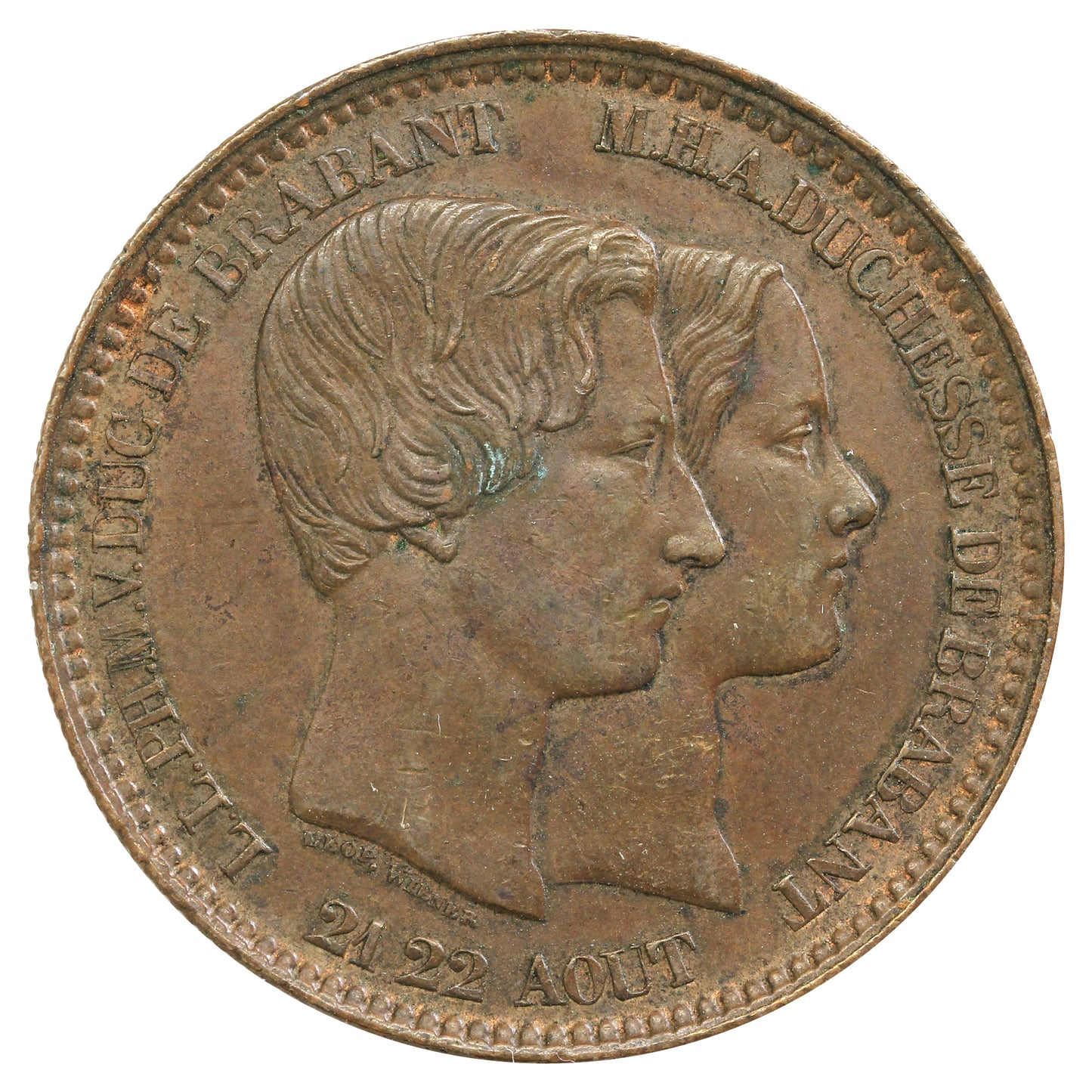 Belgium 1853 Marriage of the Duke & Duchess of Brabant 10 Centimes Extra Fine (EF40)