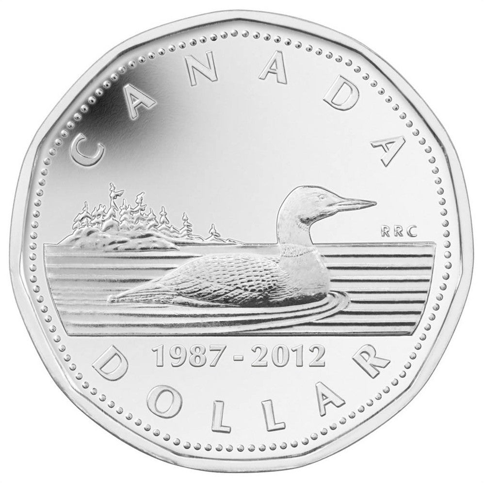 2012 Canada 25th Anniversary of the Loonie Set with Silver Plated Loon