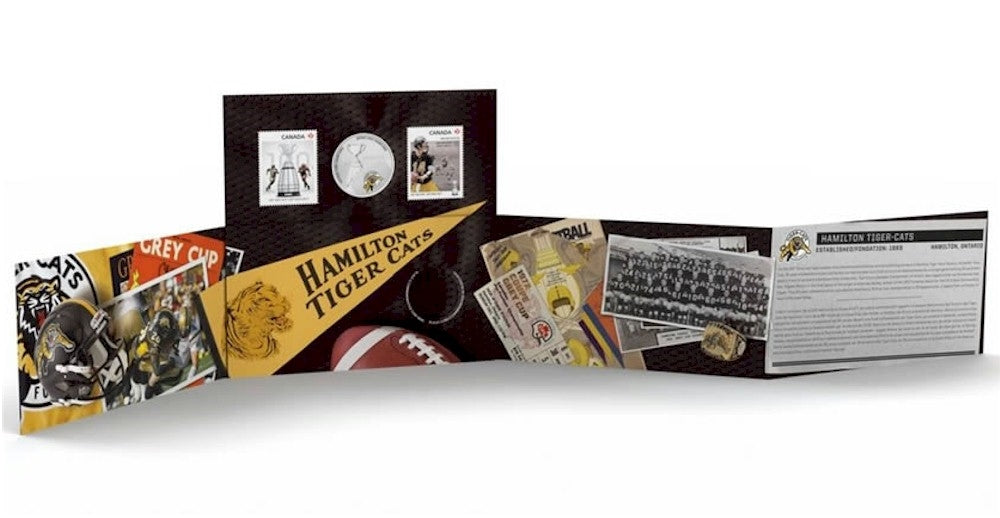 2012 Canada 25-cent Hamilton Tiger Cats CFL - Coin and Stamp Set.