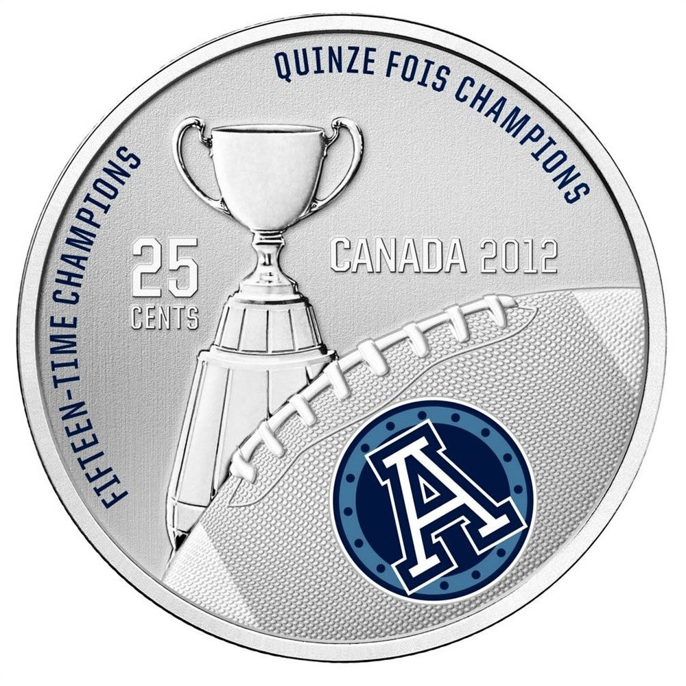 2012 Canada 25-cent Toronto Argonauts CFL Coin and Stamp Set.