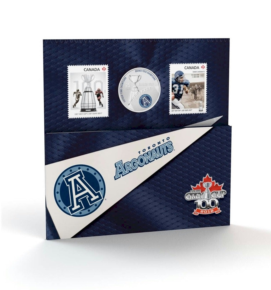 2012 Canada 25-cent Toronto Argonauts CFL Coin and Stamp Set.