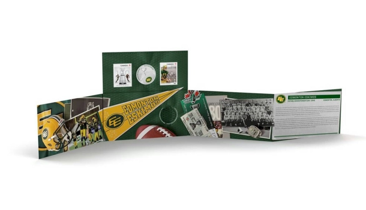 2012 Canada 25-cent Edmonton Eskimos CFL - Coin and Stamp Set.