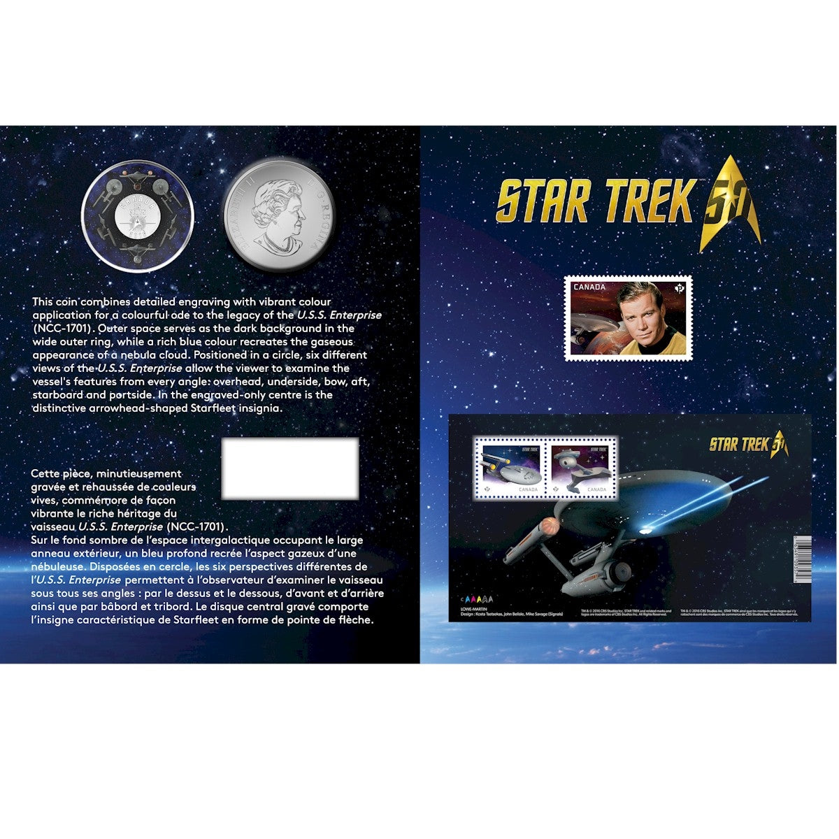 2016 Canada 25-cent Star Trek Enterprise Coin & Stamp Set