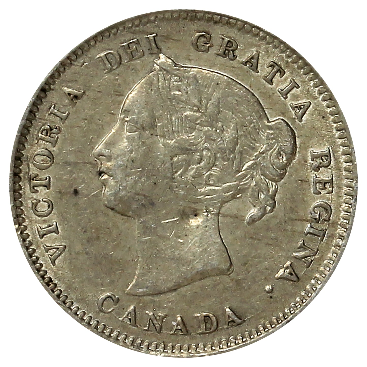 1880H Obv. 3 Canada 5-cents EF-AU (EF45) (Impaired)