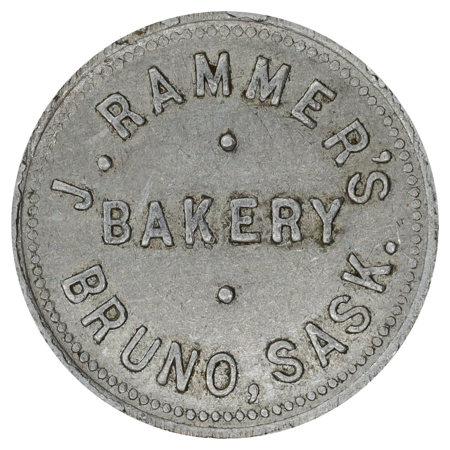 Bruno, Saskatchewan; J. Rammer's Bakery 1 Loaf Token Very Fine (VF20)