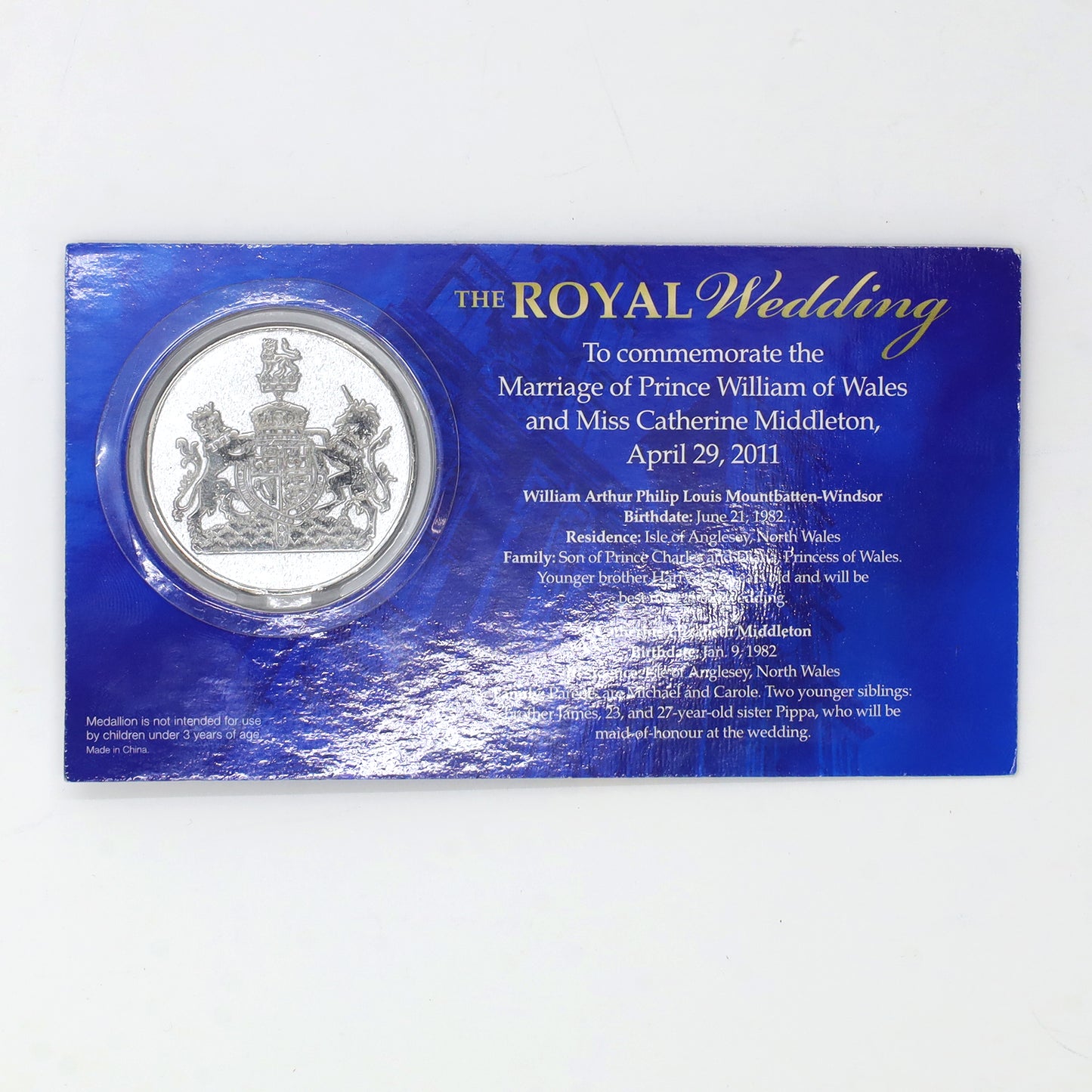 2011 Toronto Star Royal Wedding of Prince William & Catherine Middleton Token in Card