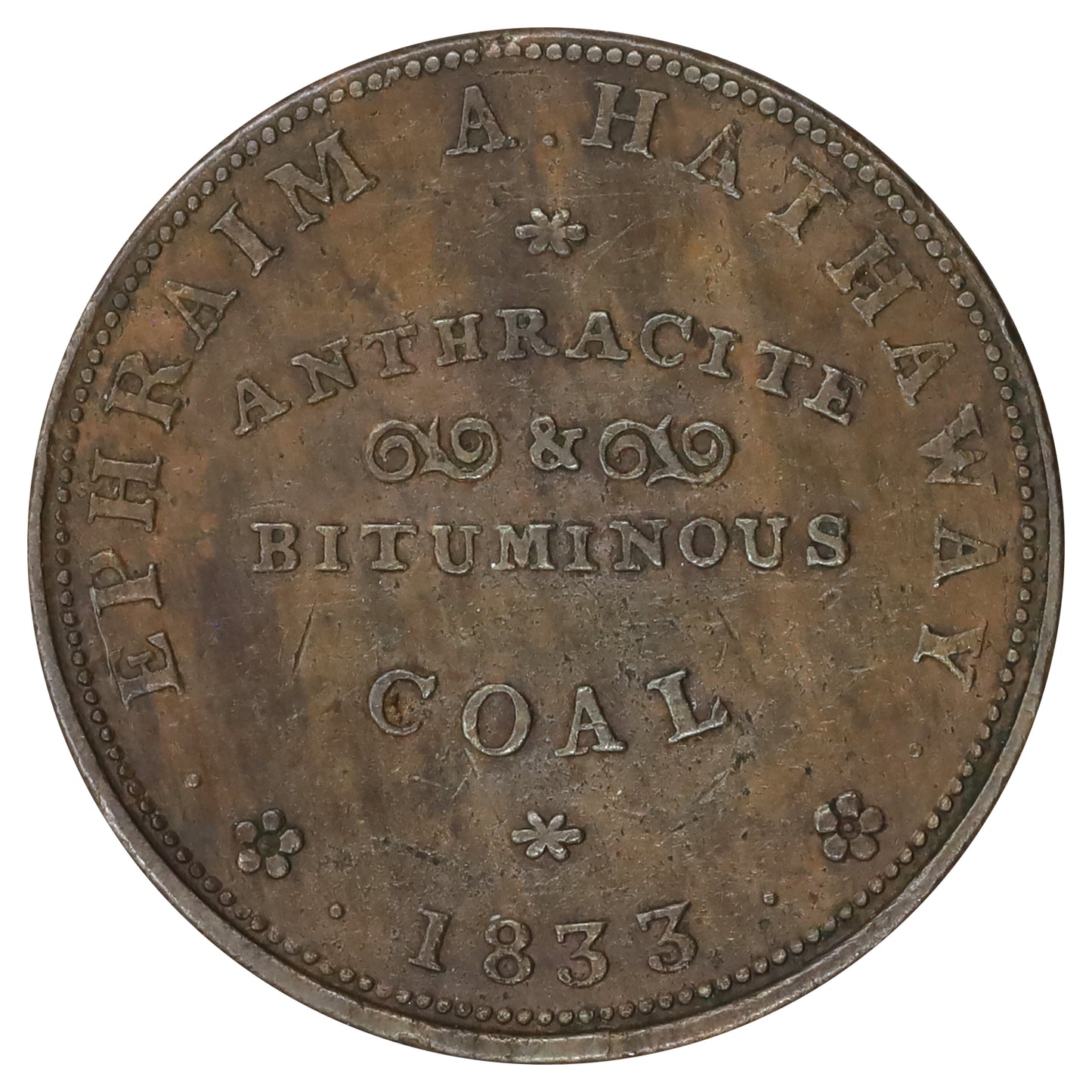 1833 USA Ephraim Hathaway Hard Times Token, Providence, RI