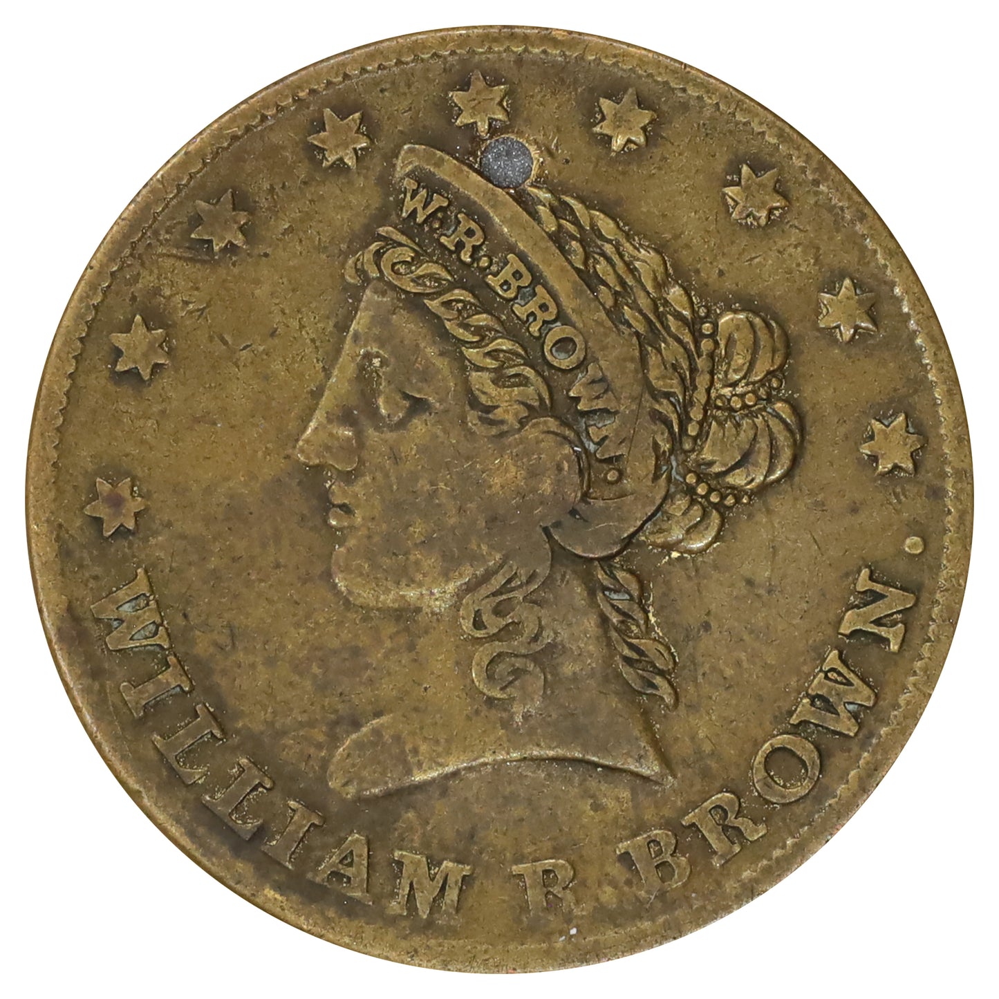 1850 USA W.R. Brown Saratoga Springs, New York Merchant Token