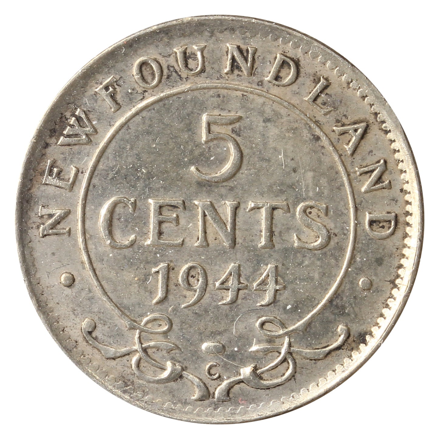 1944C Newfoundland 5-Cents EF-AU (EF-45) Impaired