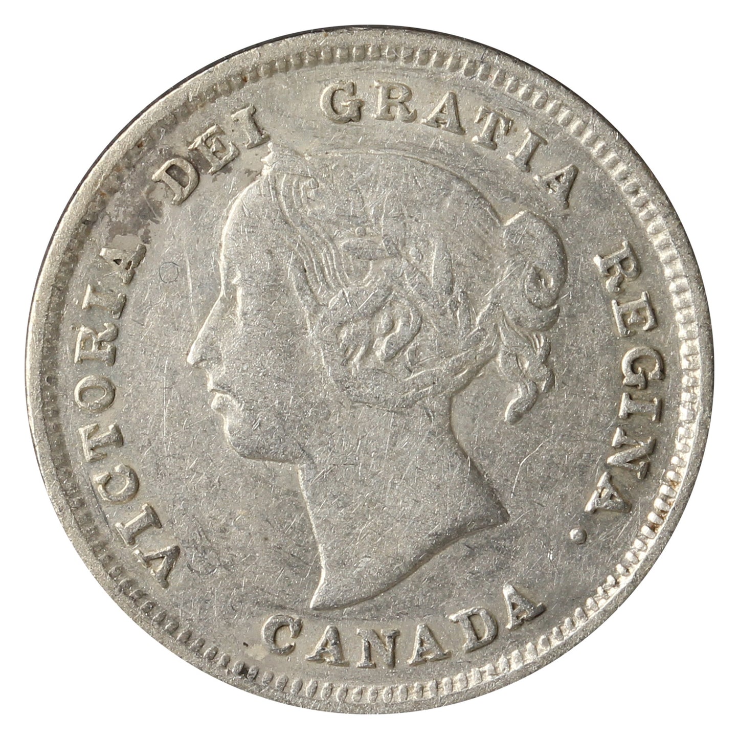 1891 Obv. 5 Canada 5-Cents Very Fine (VF20) Scratched, Cleaned, or Impaired