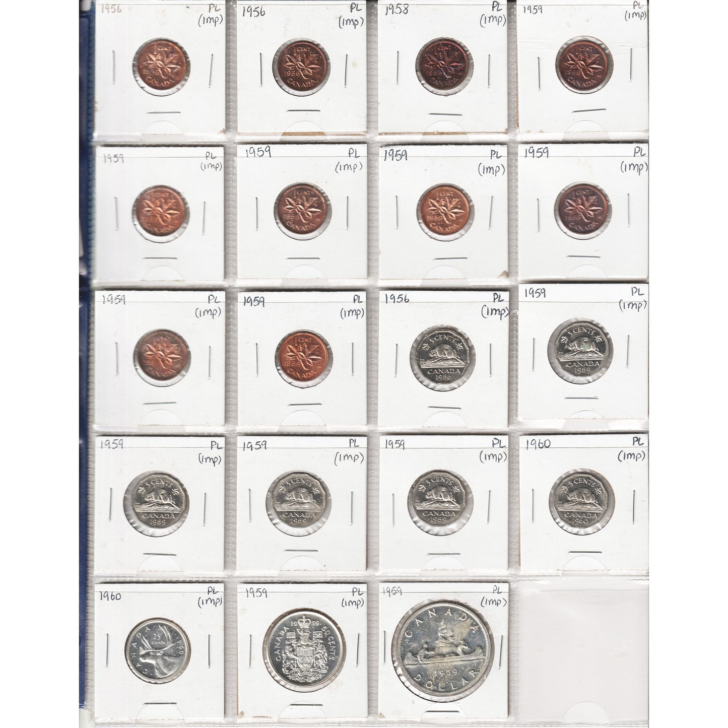 Lot of 19x 1956-1960 Canada Decimal Proof Like, 19Pcs (Impaired)