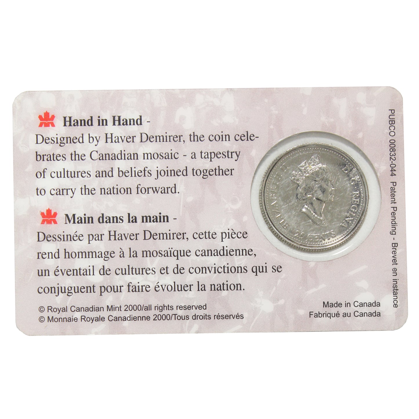 Lot of 21x 2000 Harmony Canada 25-cents in Cards, 21Pcs