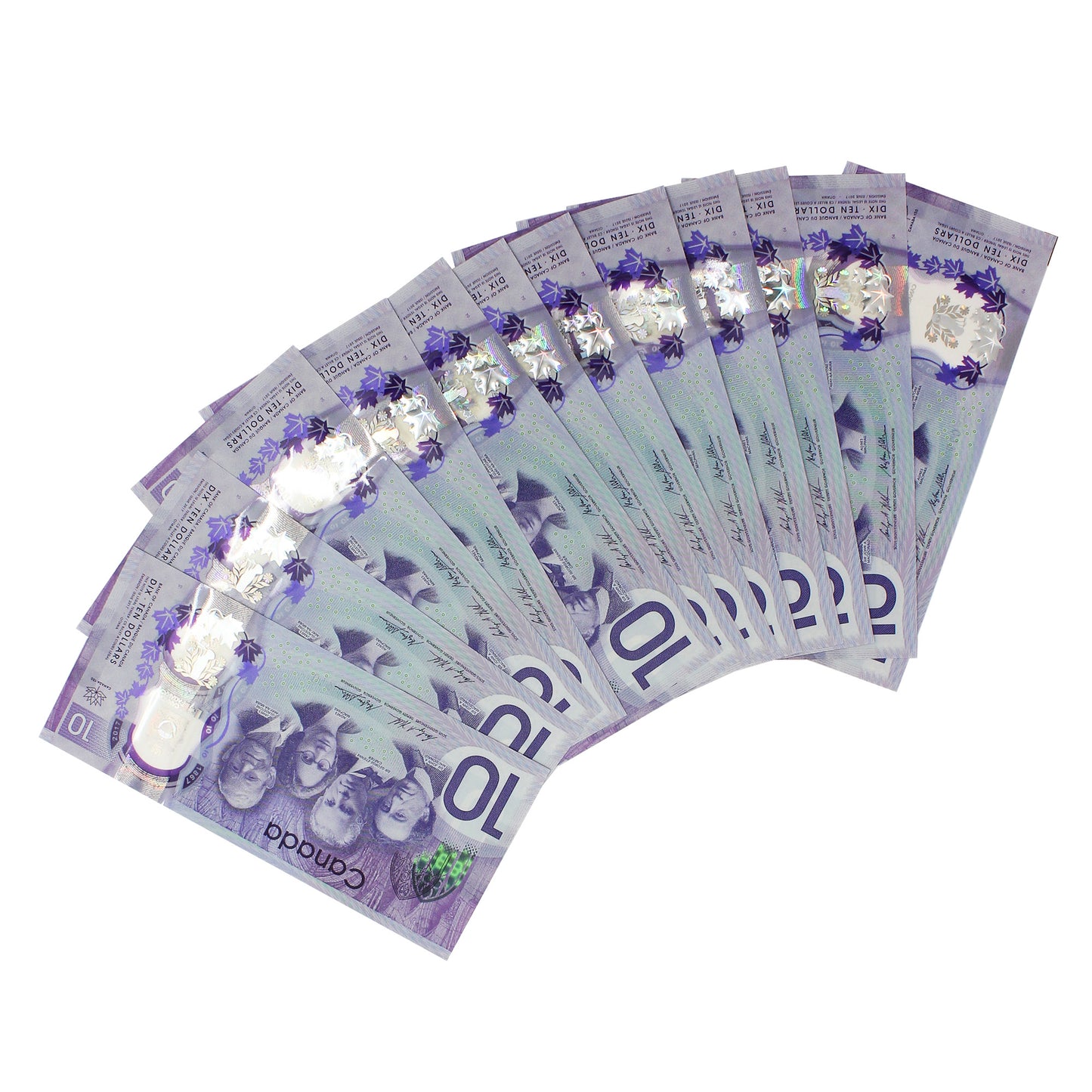 Lot of 12x Sequential 2017 Canada $10 Notes W-P, CBD, ~AU to UNC, 12Pcs