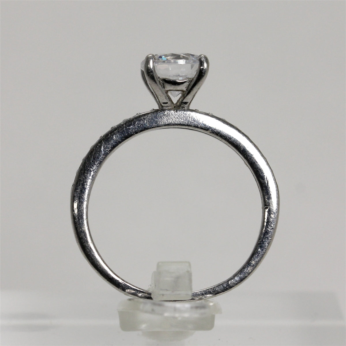 Sterling Silver Clear Stone Solitaire Style Ring - 5