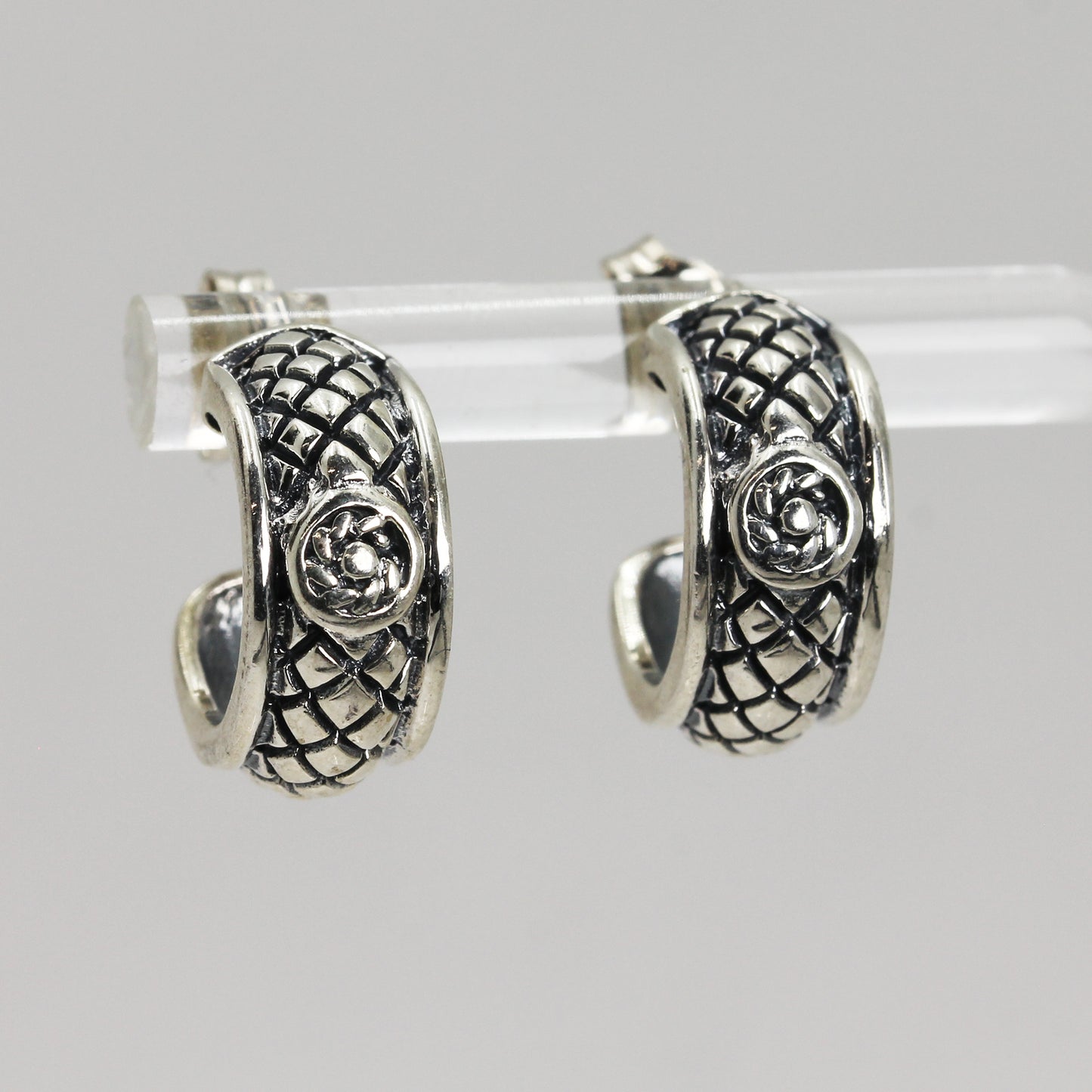 Sterling Silver Etched Earrings