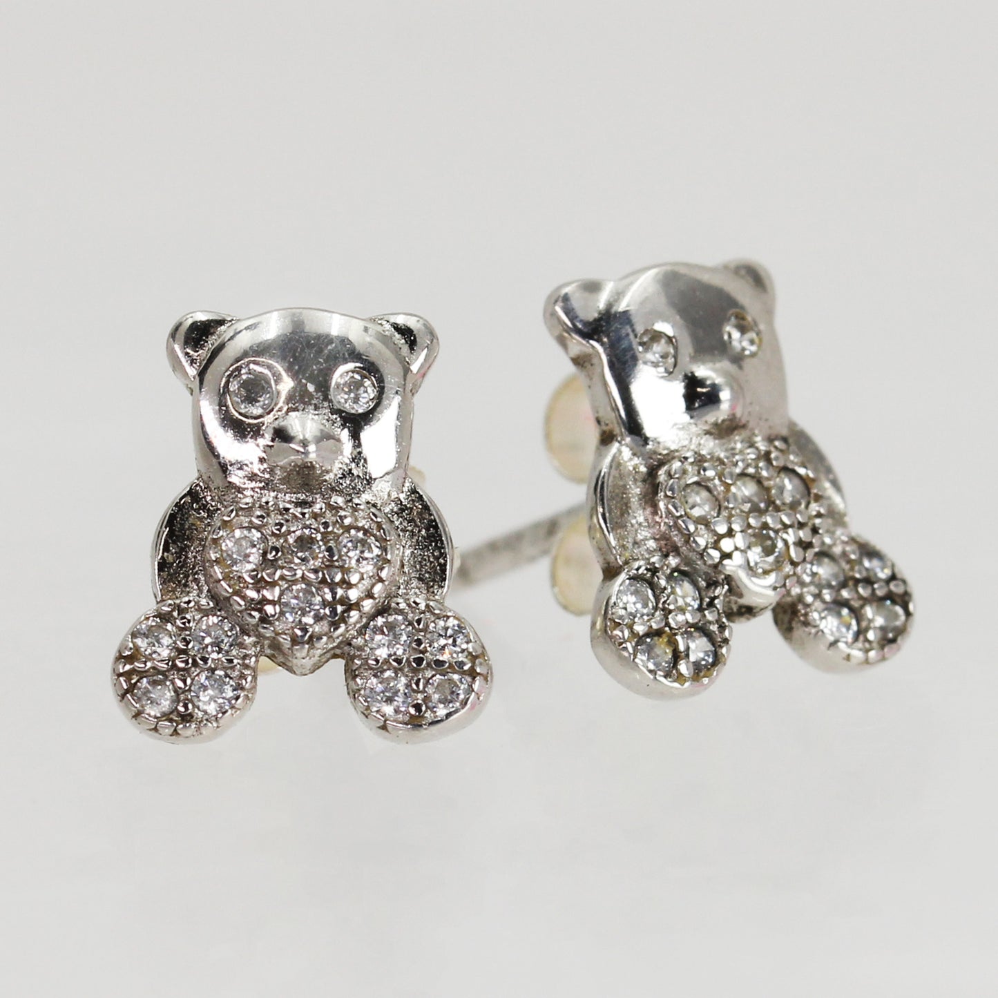 Sterling Silver Teddy Bear Stud Earrings