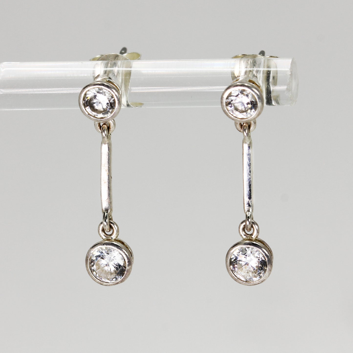 Sterling Silver Clear Stone Drop Earrings