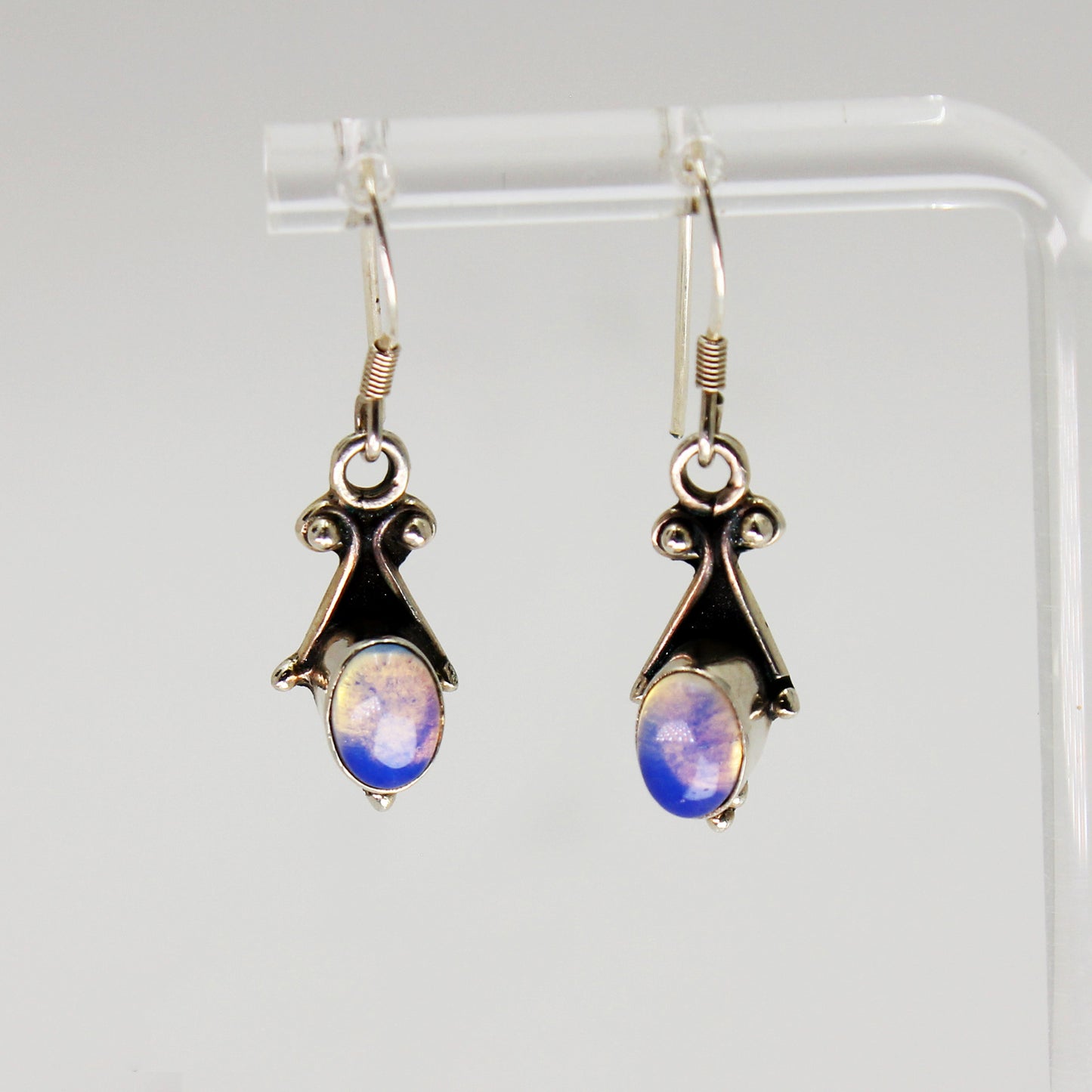 Sterling Silver Translucent Stone Drop Earrings