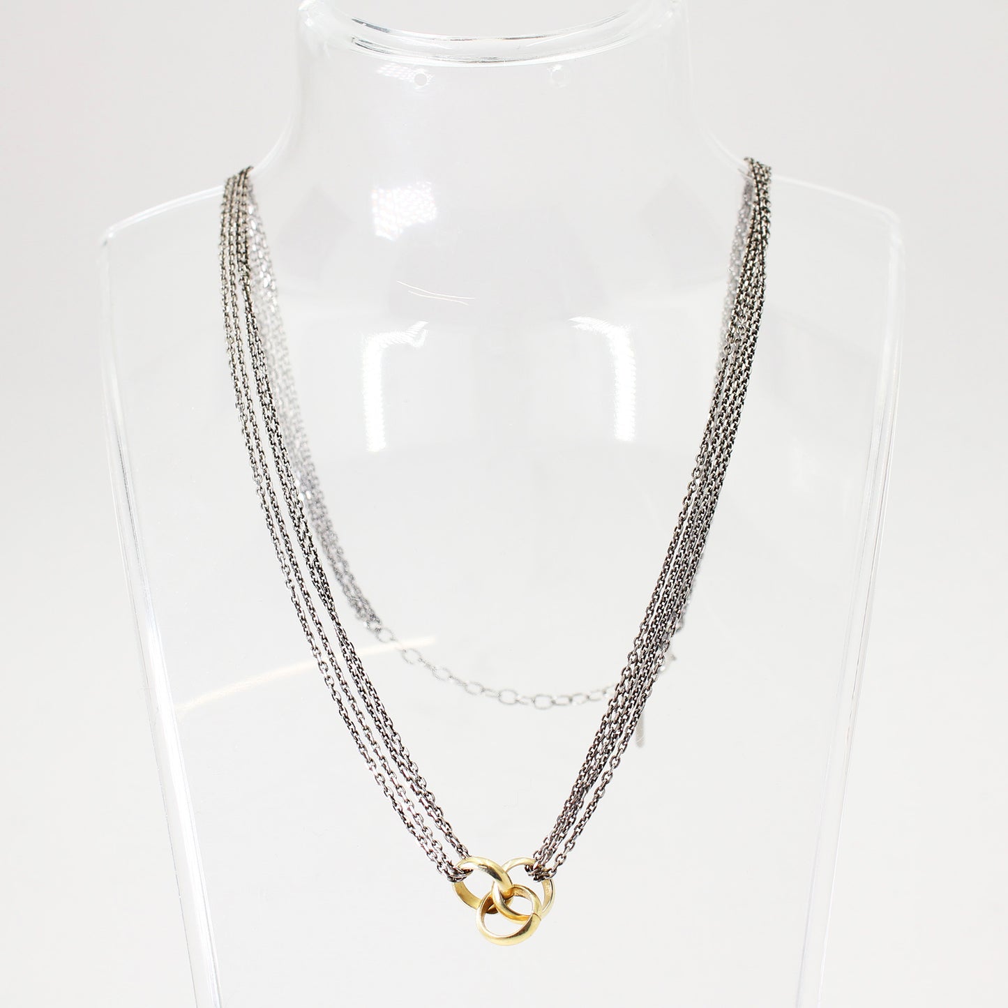 Lady's Sterling Silver 'UNOAERRE' Multi-Chain with Three Ring Pendant - 19"