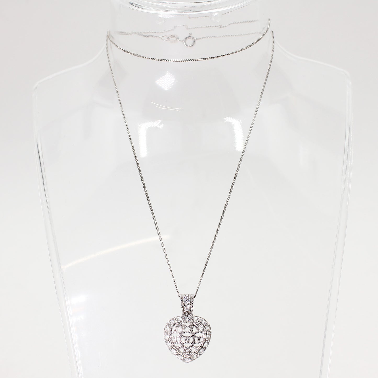 Lady's Sterling Silver Openwork Heart Necklace - 19"