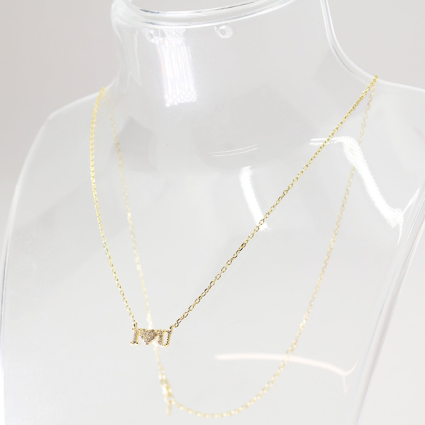 Lady's Sterling Silver Gold-Plated 'I Love U' Necklace - 17"