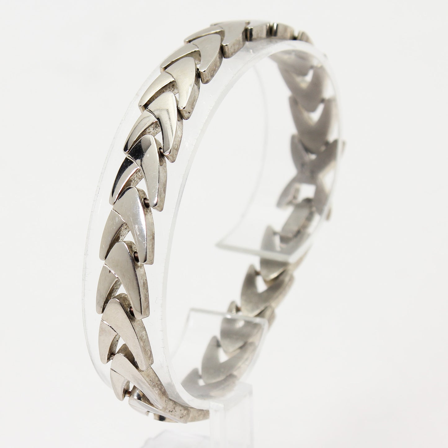 Unisex Sterling Silver Chevron Link Bracelet - 8"