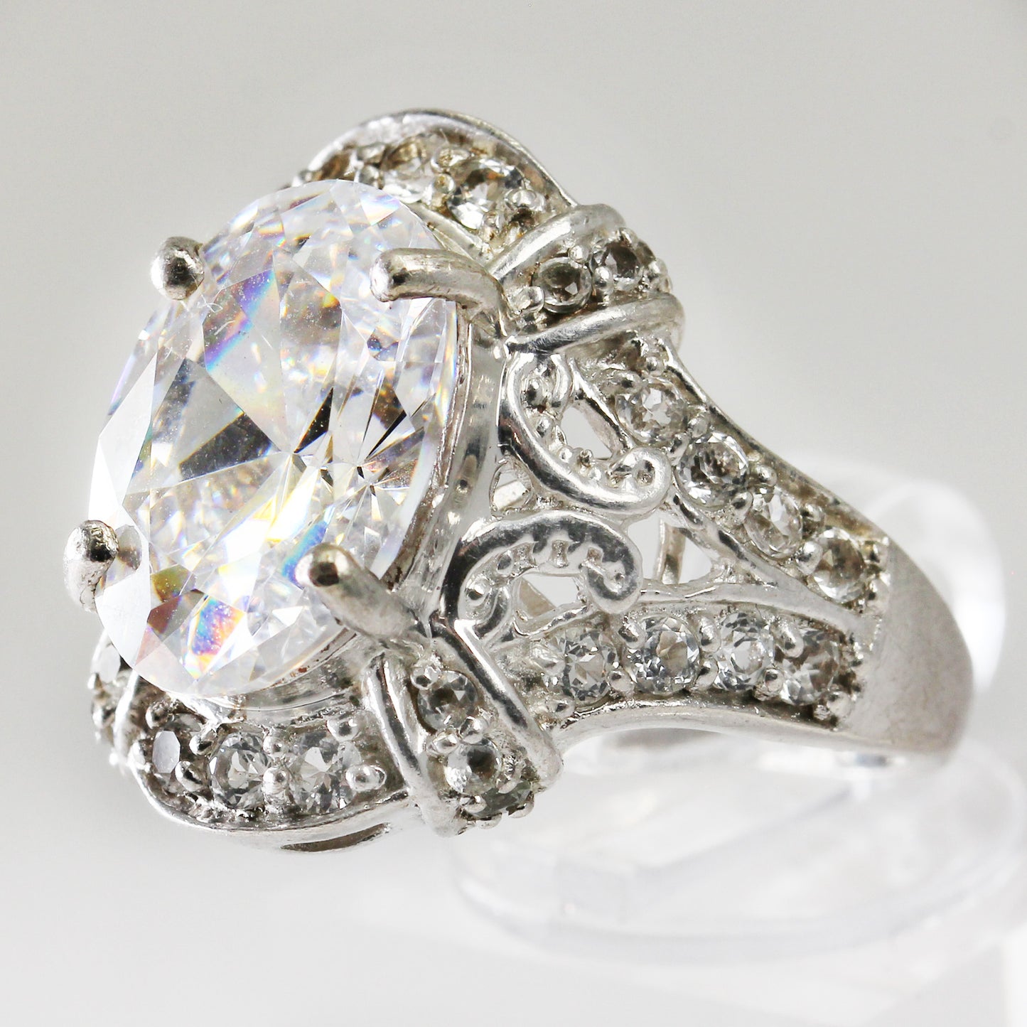 Lady's Sterling Silver Vintage- Style Statement Ring - Size 7