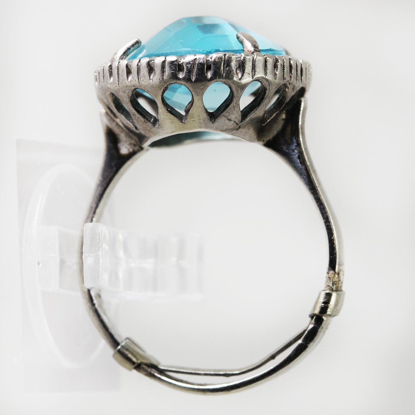 Lady's Sterling Silver Oval Blue Stone Ring - Size 7 1/2