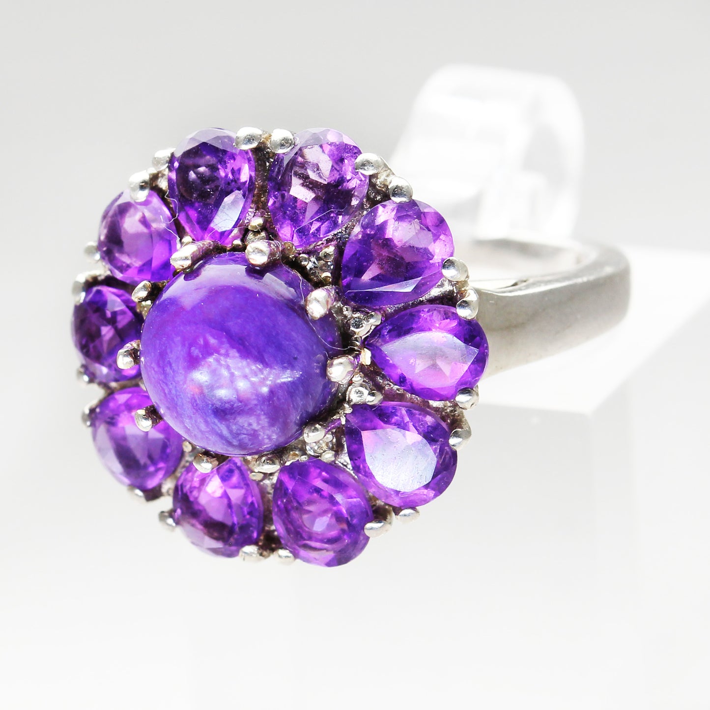 Lady's Sterling Silver Amethyst Cabochon Ring - Size 6