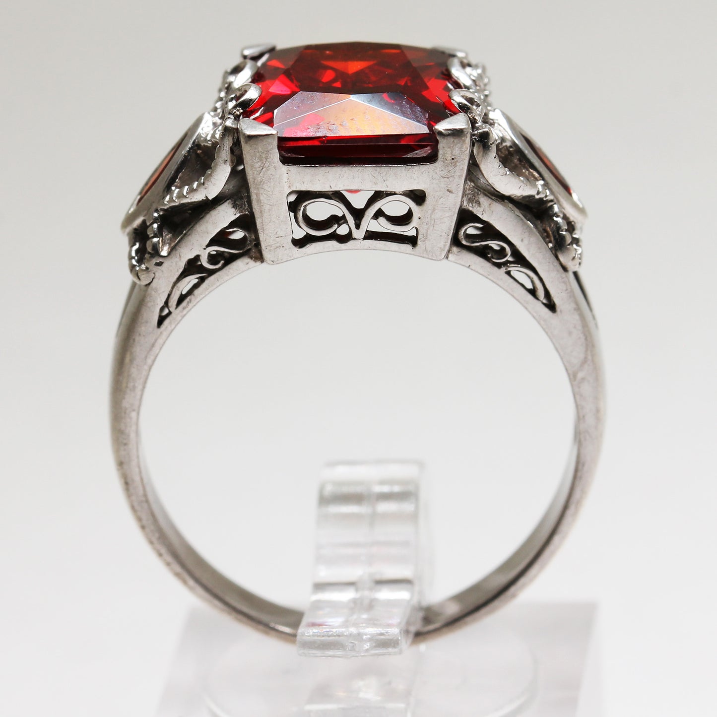 Lady's Sterling Silver Art Deco Style Ring - Size 10