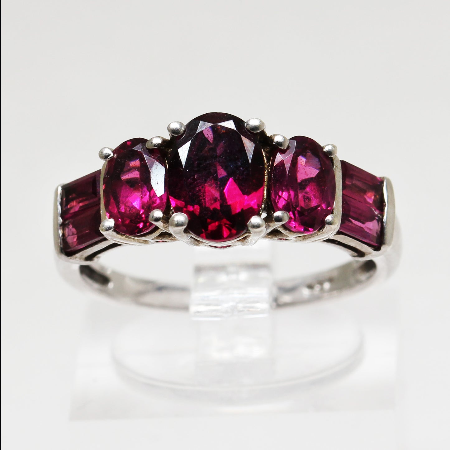 Lady's Sterling Silver Rhodolite Ring - Size 7