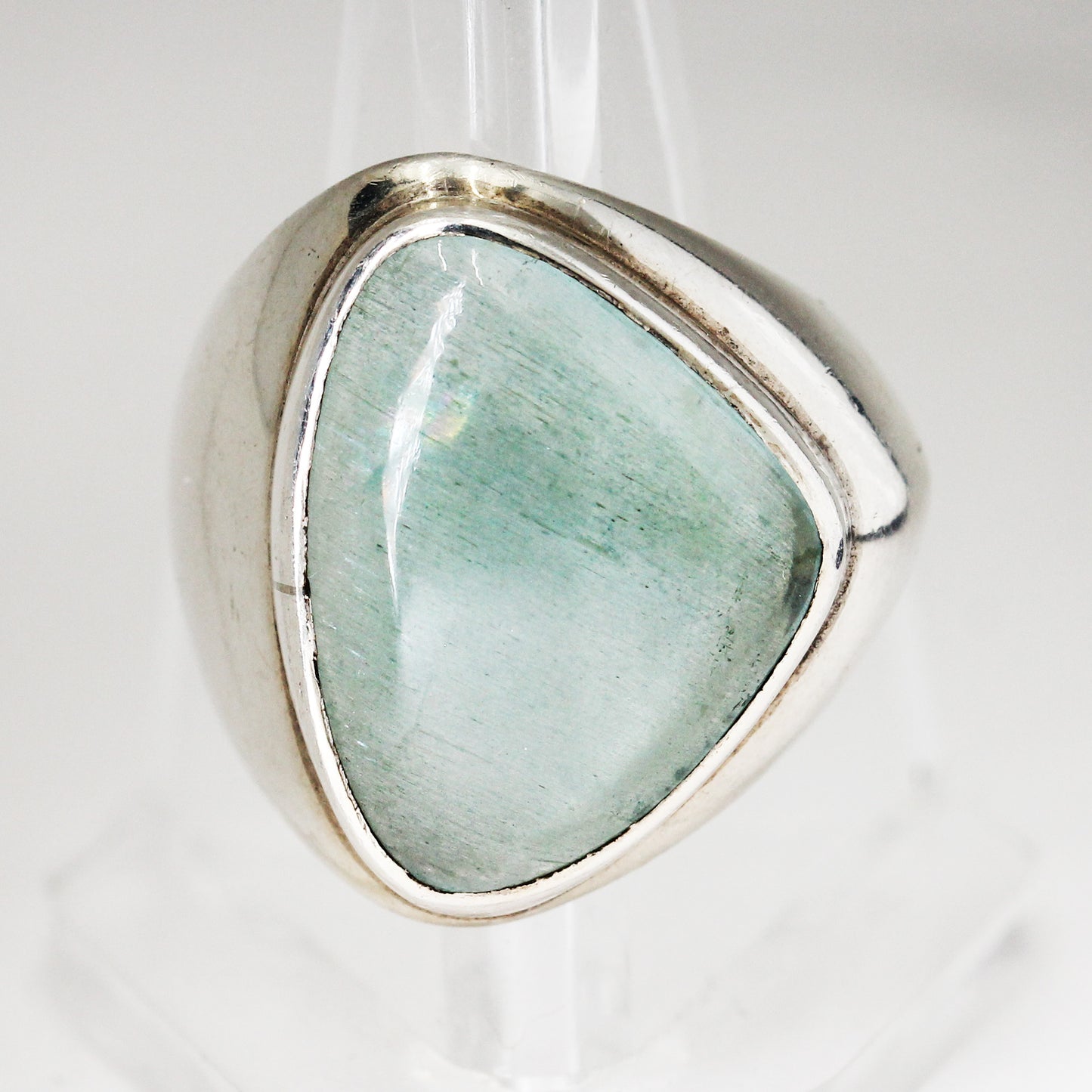 Sterling Silver Quartz Statement Ring - Size 8 1/2