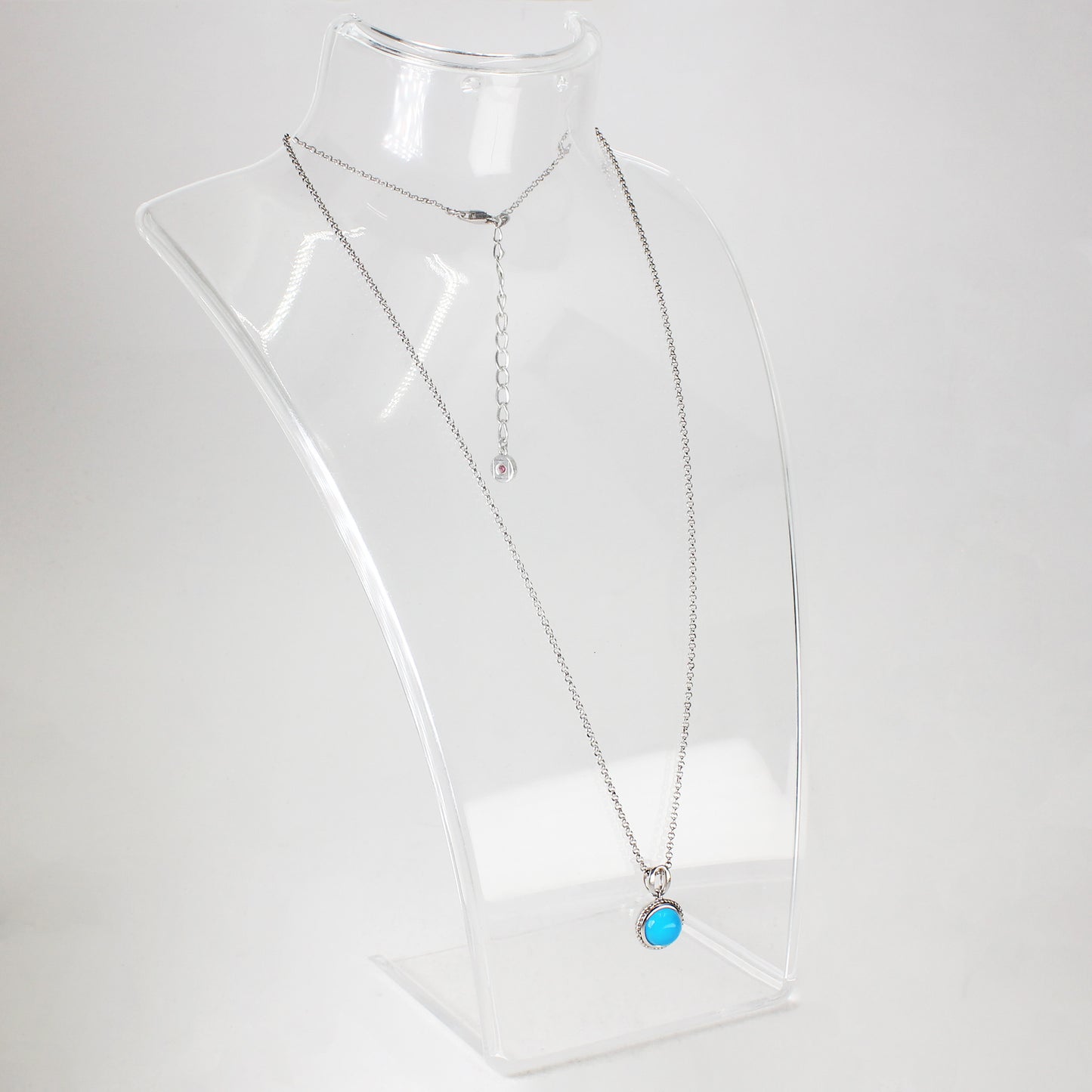 Sterling Silver Simple Blue Charm Necklace - 20"