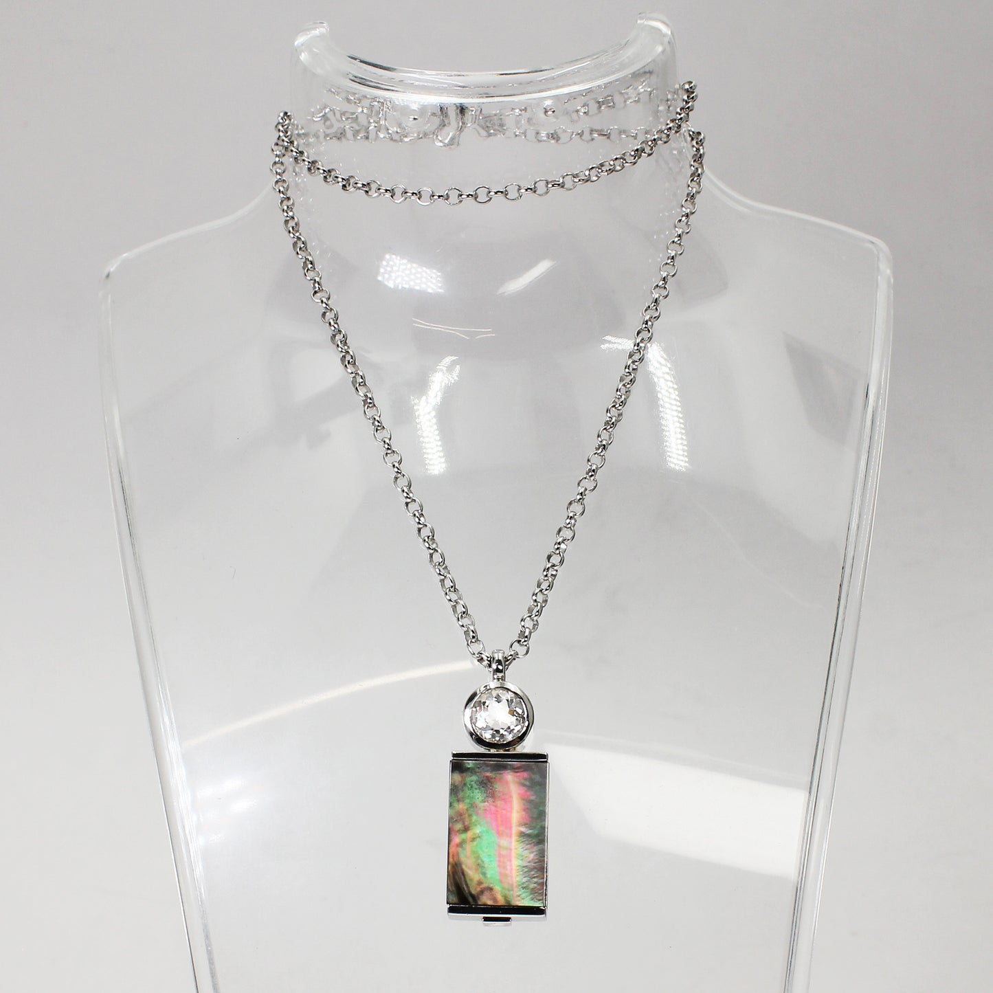 Sterling Silver Retro Geometric Necklace - 18"