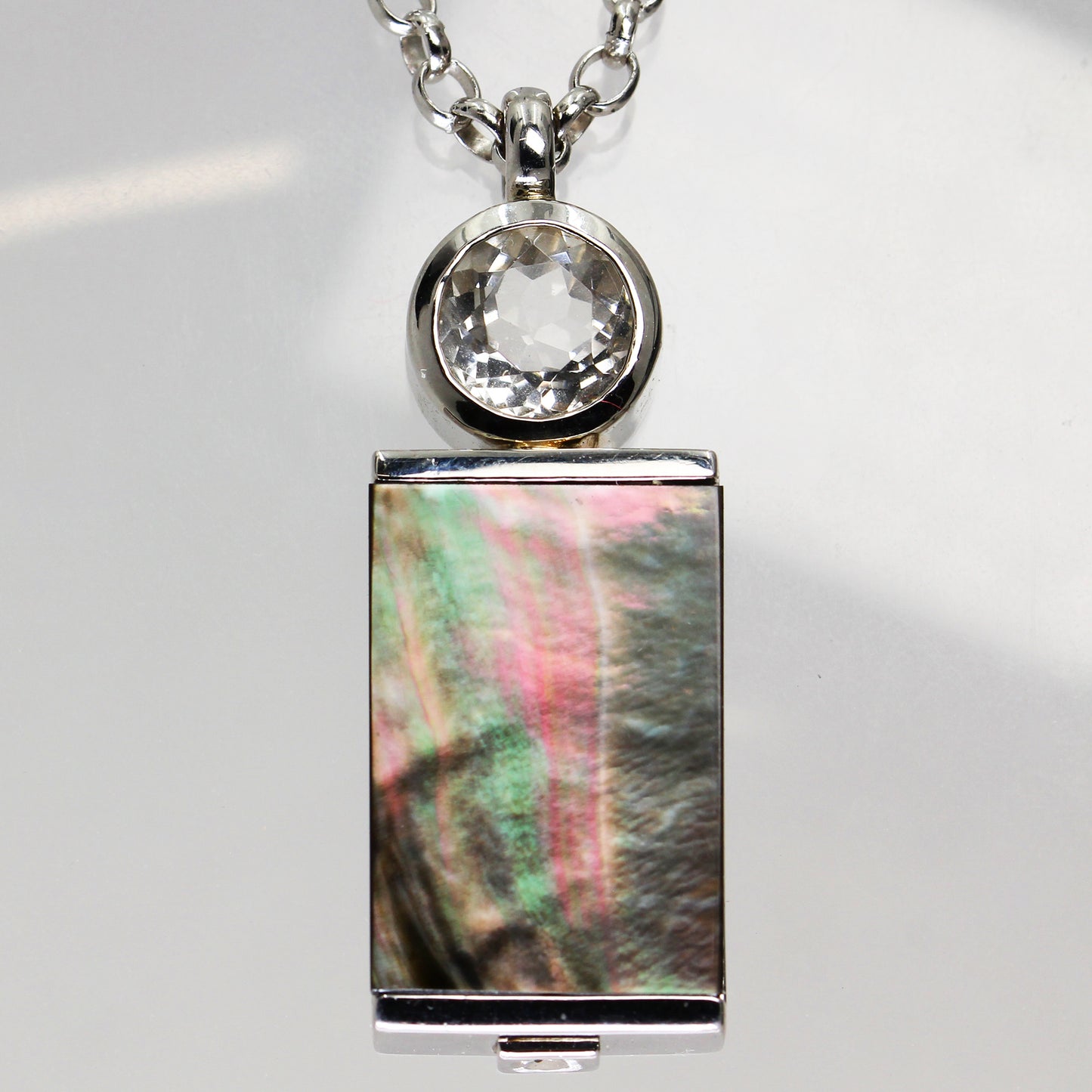 Sterling Silver Retro Geometric Necklace - 18"