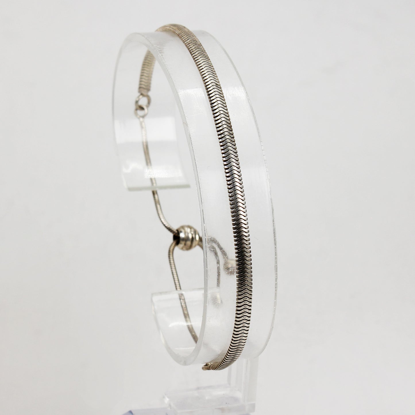 Sterling Silver Herringbone Adjustable Bracelet