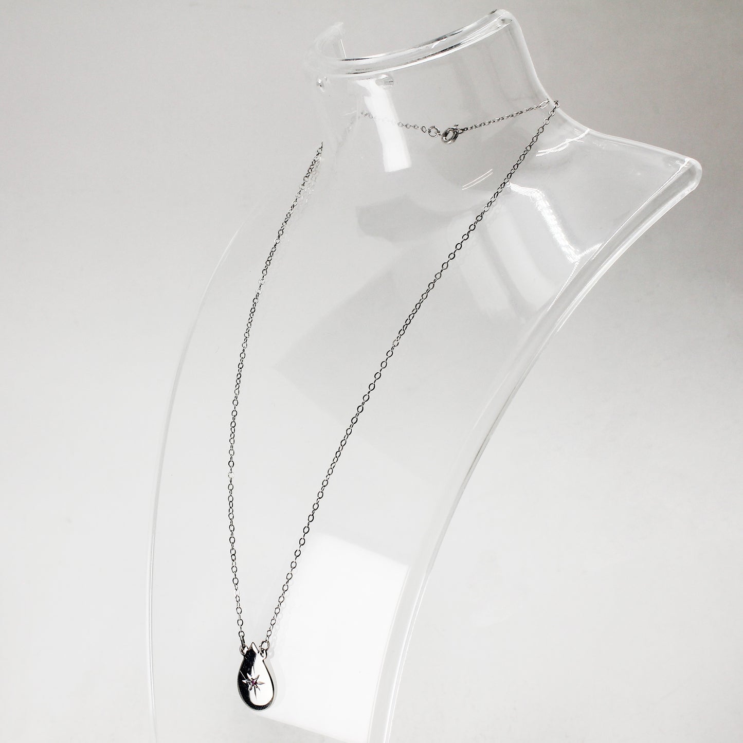 Sterling Silver with Ruby Necklace - 16"