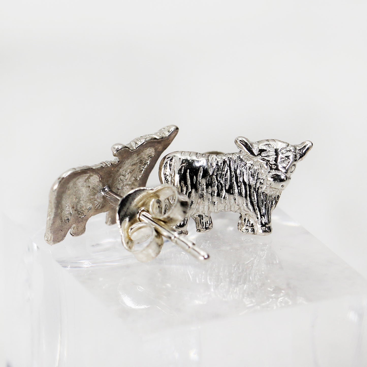 Sterling Silver Highland Cow Stud Earrings