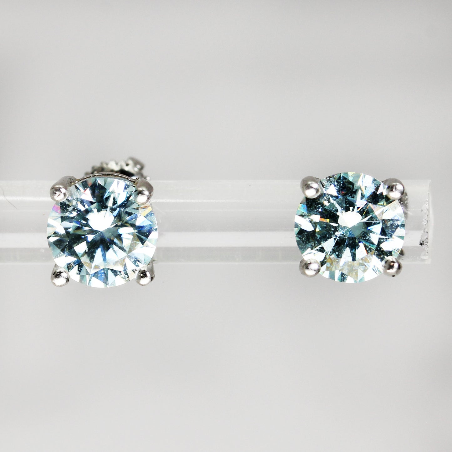 Sterling Silver Clear Stone Stud Earrings