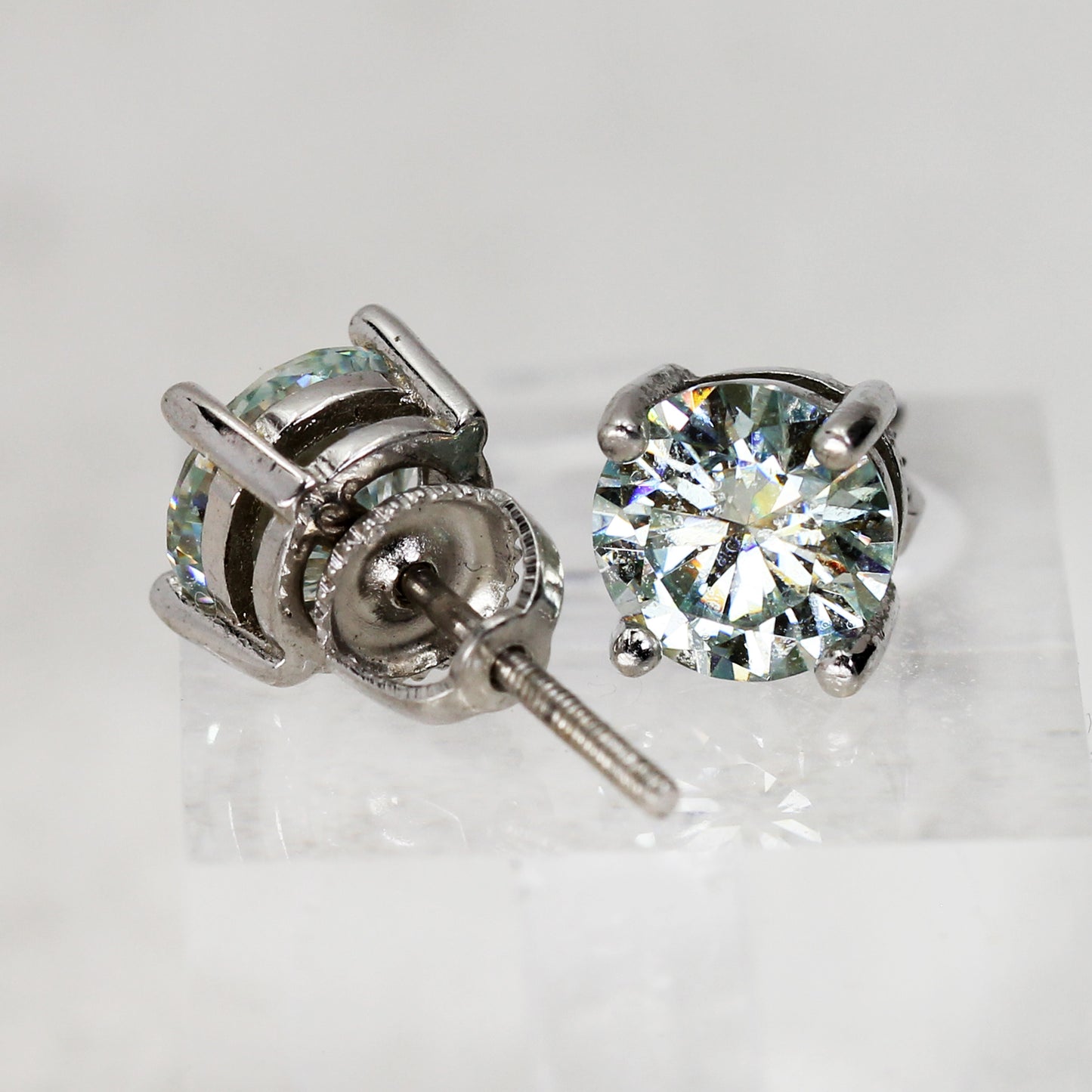 Sterling Silver Clear Stone Stud Earrings