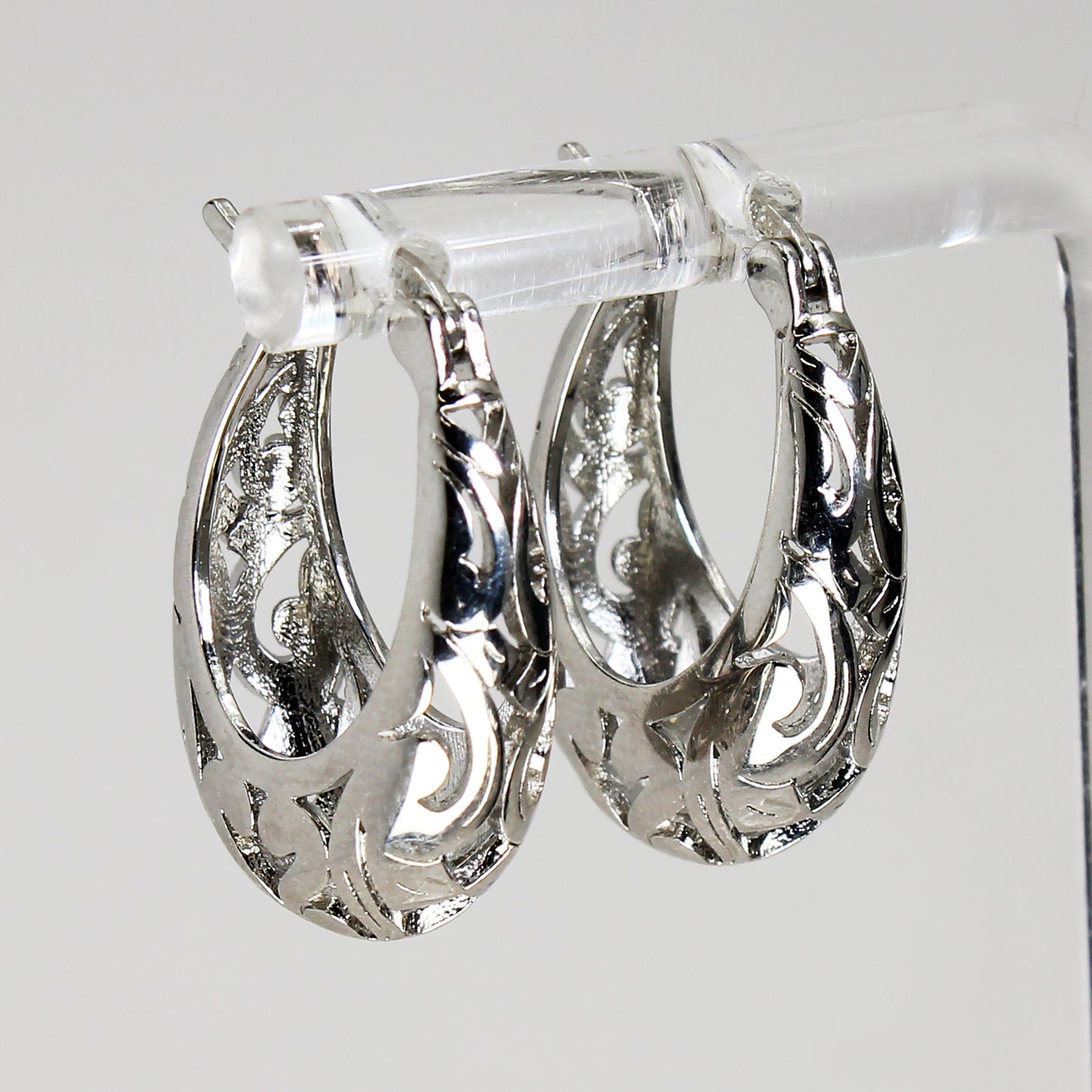 Sterling Silver Openwork Hoop Earrings