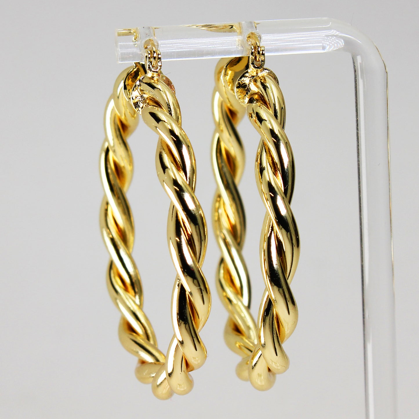Sterling Silver Gold-Plated Twist Hoop Earrings