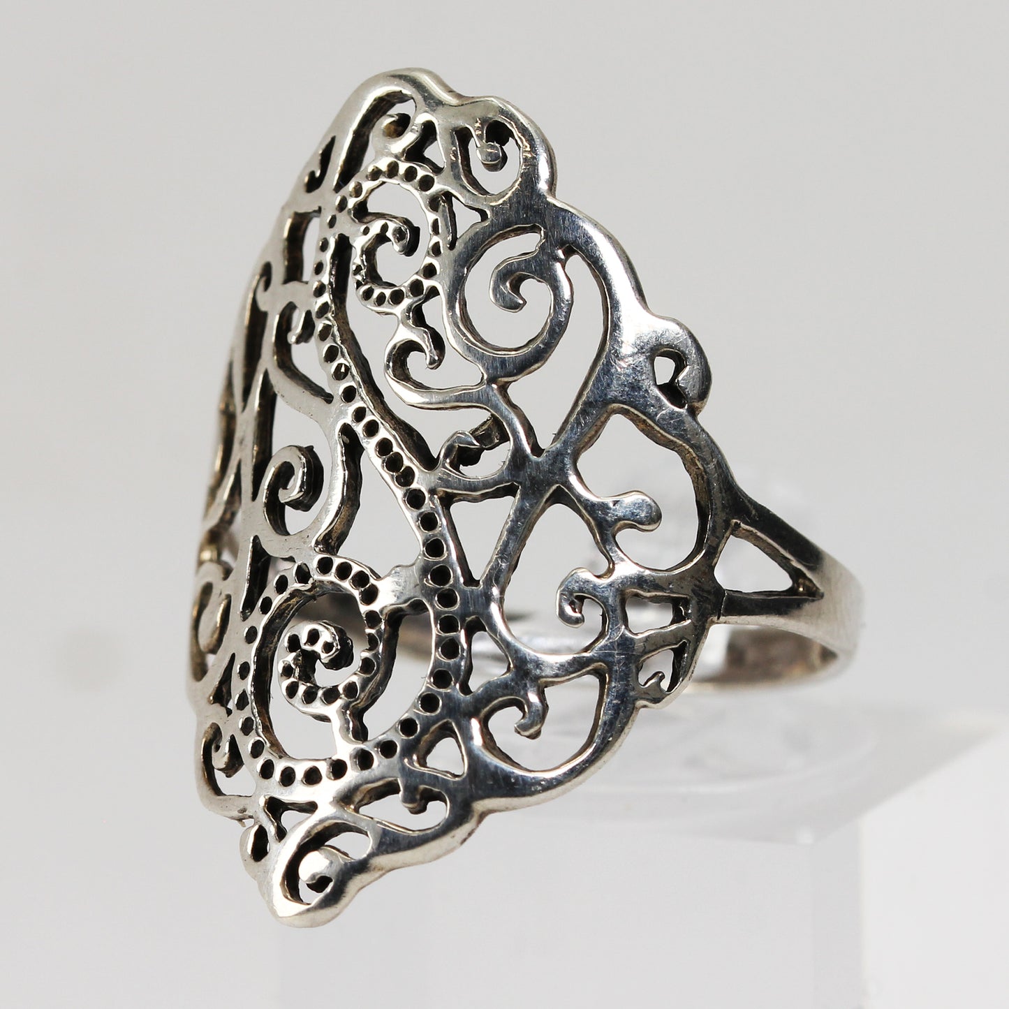 Sterling Silver Openwork Ring - Size 10 1/2