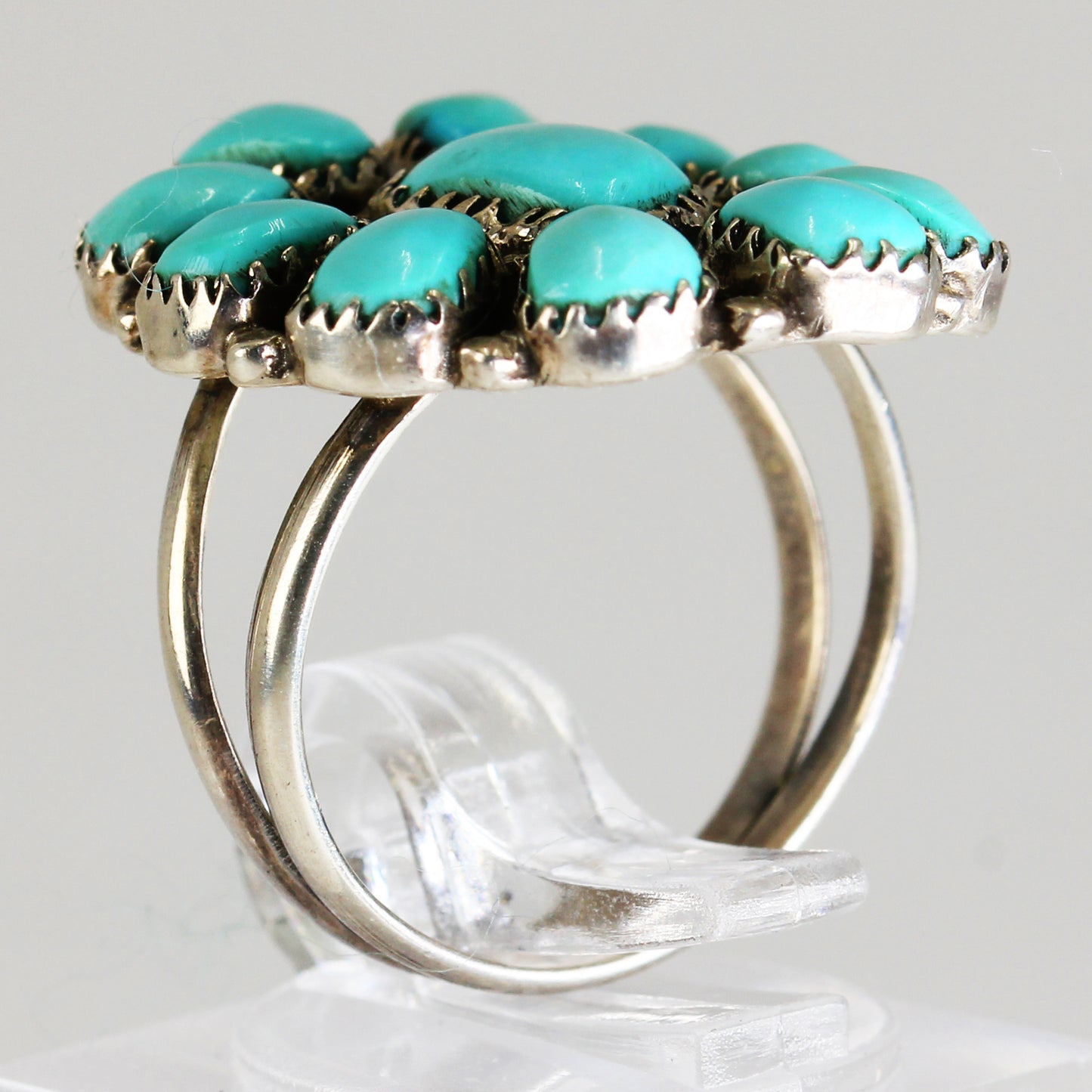 Sterling Silver Turquoise Sawtooth Ring - Size 6