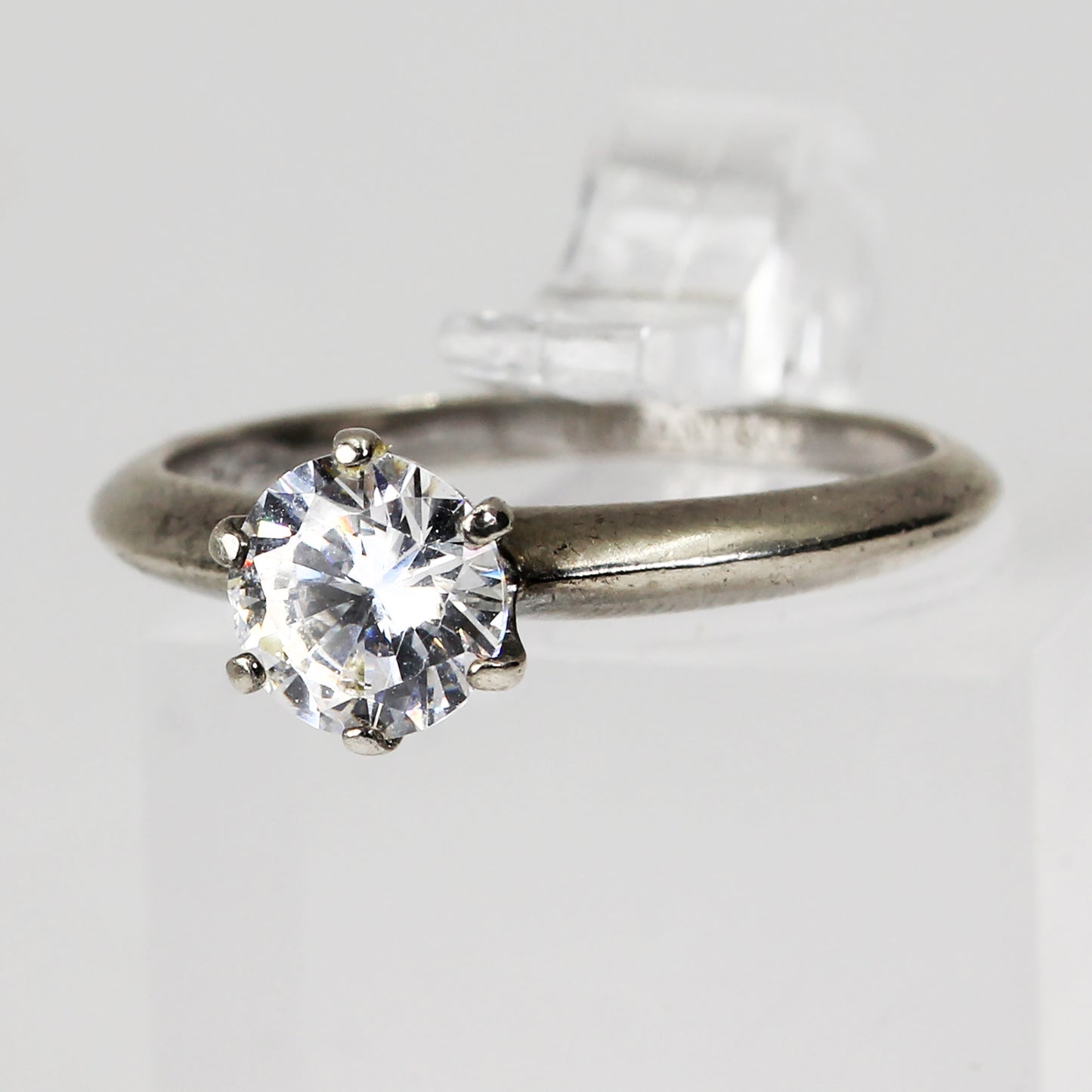 Sterling Silver Clear Stone Ring - 5 3/4