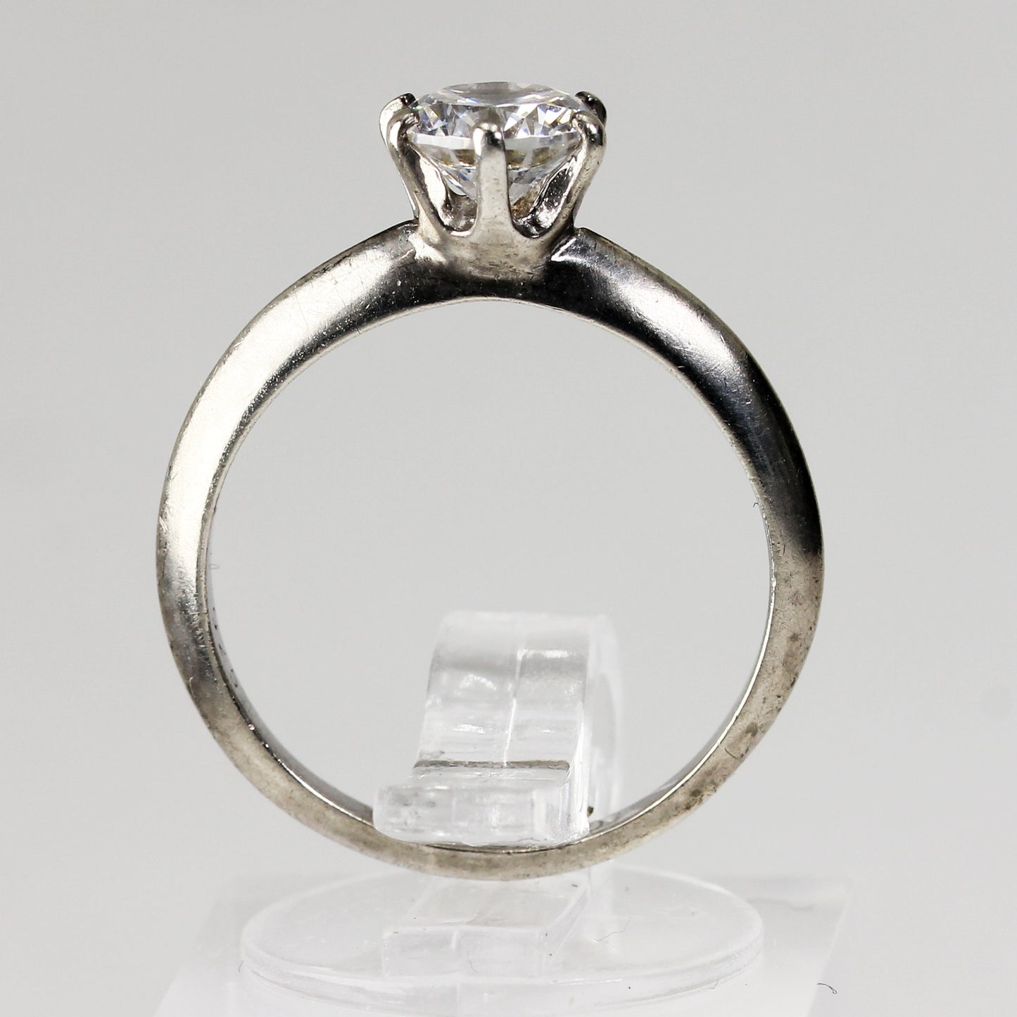 Sterling Silver Clear Stone Ring - 5 3/4
