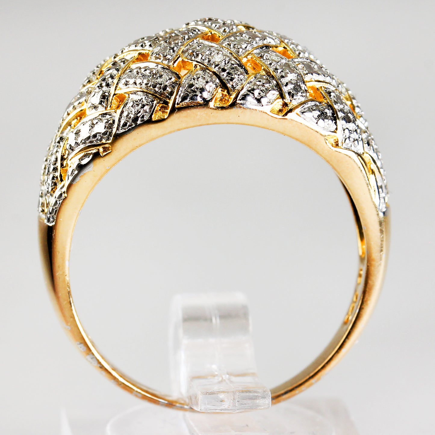 Sterling Silver Gold-Plated Basket Weave Ring - Size 10
