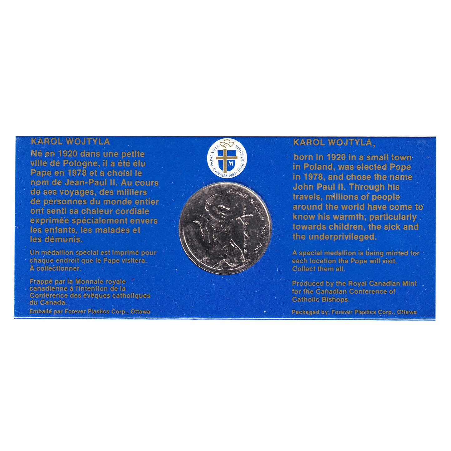 1984 Pope John Paul II Papal Visit to the National Capital Ottawa-Hull Medallion in Holder