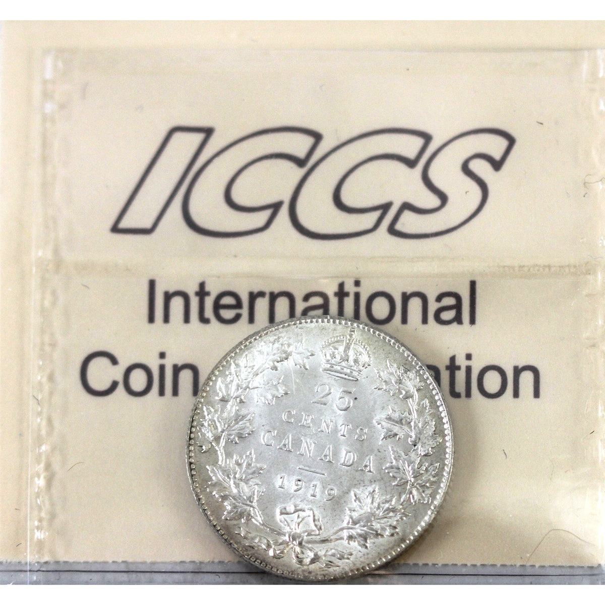 1919 Canada 25-cents ICCS Certified AU-58